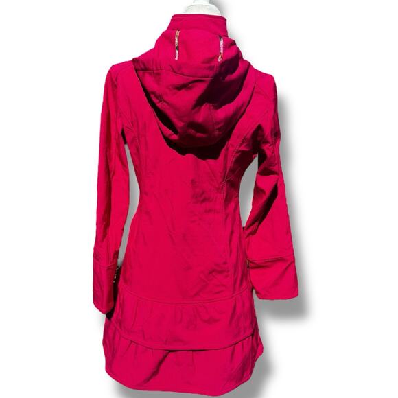 Betsey Johnson Trench Coat Cranberry Pink Medium Fleece Lined Preppy Fall Jacket - Picture 3 of 11